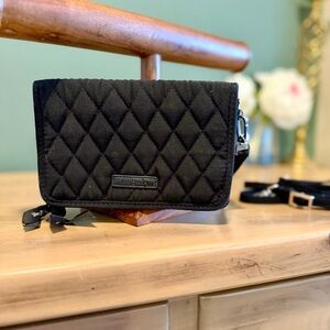 Vera Bradley Black Quilted RFID Zip-Around Wallet Wristlet